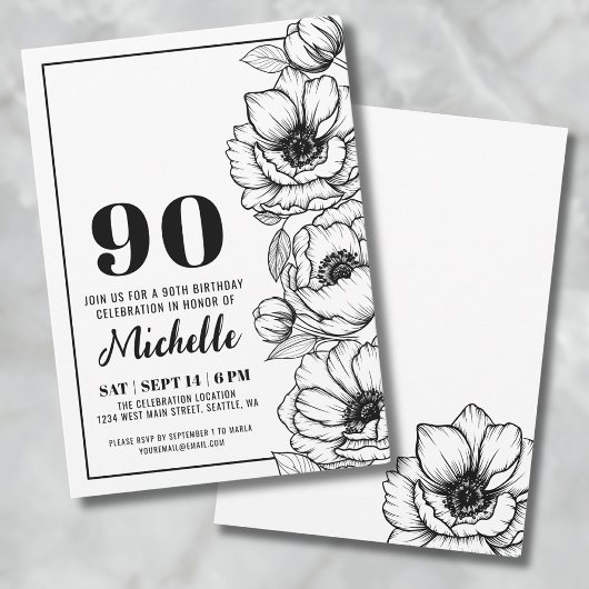 Invitation Floral 90e anniversaire