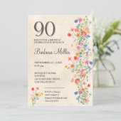 Invitation Floral 90e anniversaire - Fête Fleur sauvage de 90 (Debout devant)