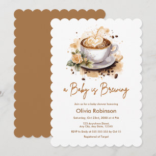 Invitation Floral A Baby brasse du Baby shower de café Brown