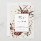 Invitation Floral à la crème Rustique Boho Marsala (Devant)