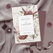 Invitation Floral à la crème Rustique Boho Marsala