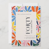 Invitation Floral Abstrait élégant | Photo du 40e anniversair (Devant)