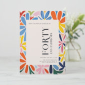 Invitation Floral Abstrait élégant | Photo du 40e anniversair (Debout devant)