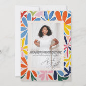 Invitation Floral Abstrait élégant | Photo du 40e anniversair (Dos)