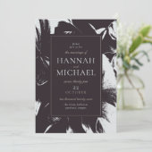 Invitation Floral Abstrait noir blanc (Debout devant)