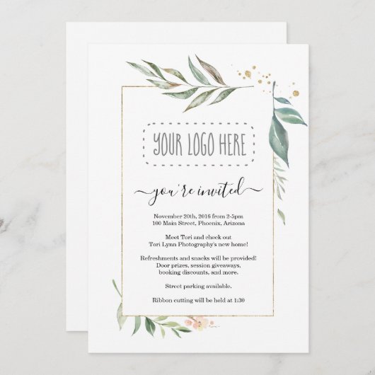 Invitation Floral - Ajouter un logo (Devant / Derrière)