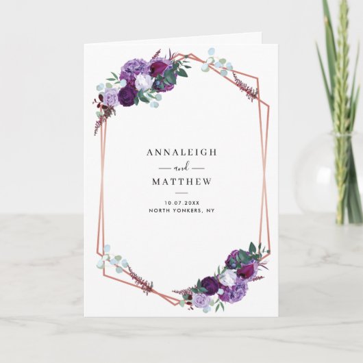 Invitation Floral All-in-One Purple Flowers Mariage (Devant)
