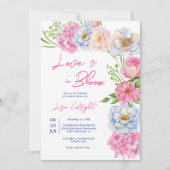 Invitation Floral Amour en fleur rose douche nuptiale d'été (Devant)