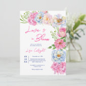 Invitation Floral Amour en fleur rose douche nuptiale d'été (Debout devant)