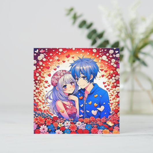 Invitation Floral Anime Mariage à thème (Debout devant)