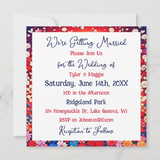 Invitation Floral Anime Mariage à thème (Dos)