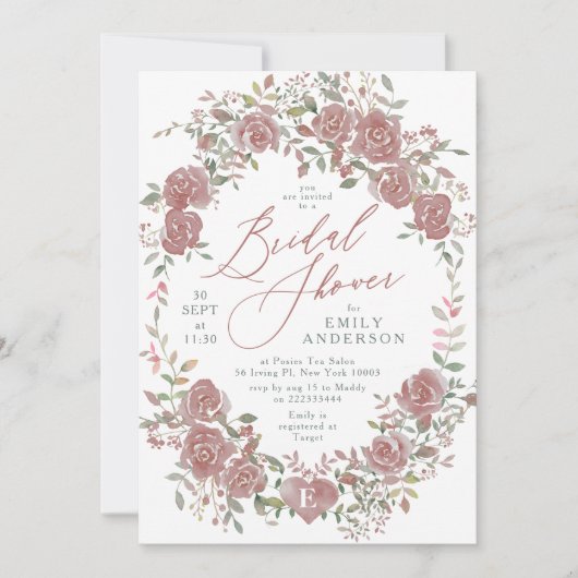 Invitation Floral Antique Aquarelle Nuptiale Douche Invitatio (Devant)