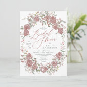 Invitation Floral Antique Aquarelle Nuptiale Douche Invitatio (Debout devant)