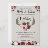 Invitation Floral Antler Suite Mariage style chasse cerfs (Devant)