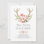 Invitation Floral Antlers Boho Wedding Invite (Devant)