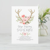 Invitation Floral Antlers Boho Wedding Invite (Debout devant)