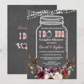 Invitation Floral Antlers Mason Jar Chalk I DO BBQ (Devant / Derrière)