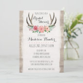Invitation Floral Antlers Rustique Fête des mariées Mariage s (Debout devant)