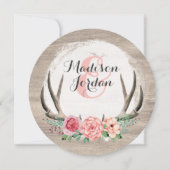 Invitation Floral Antlers Rustique Mariage Personnalisé Décon (Devant)