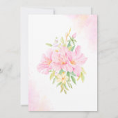 Invitation Floral Aquarelle Boho Baby shower Pique-Nique Rose (Dos)