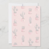 Invitation Floral Aquarelle Cactus Baby shower fille rose (Dos)