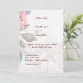 Invitation Floral aquarelle fleur sauvage rose sûr date (Debout devant)