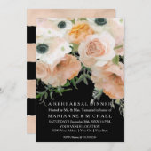 Invitation Floral Aquarelle moderne Moody Black Blush Peach (Devant / Derrière)