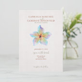 Invitation Floral Aquarelle Plumeria Terracotta Mariage (Debout devant)