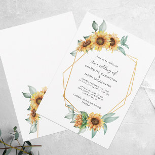 Invitation Floral Aquarelle tournesol Mariage de verdure