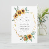 Invitation Floral Aquarelle tournesol Mariage de verdure (Debout devant)