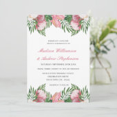 Invitation Floral Aquarelle Tropical Paradise Mariage (Debout devant)