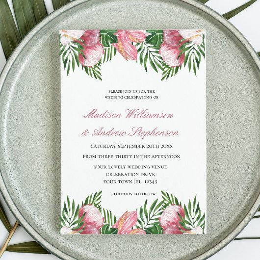 Invitation Floral Aquarelle Tropical Paradise Mariage