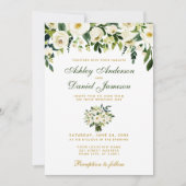 Invitation Floral Aquarelle Vert or Mariage photo (Devant)