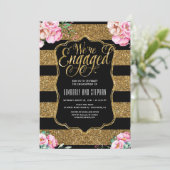 Invitation Floral Aquarelles Gold Parties scintillant (Debout devant)