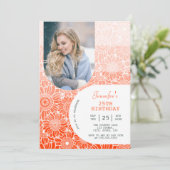 Invitation Floral Arc en arc-en-ciel Orange Stripes Arc Photo (Debout devant)