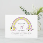 Invitation Floral Arc-en-ciel Anniversaire Neon Lavender (Debout devant)