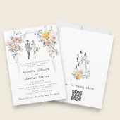 Invitation Floral Arch Couple Sketch Wedding Website