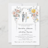 Invitation Floral Arch Couple Sketch Wedding Website (Devant)