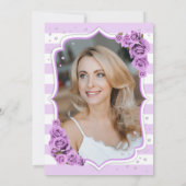 Invitation Floral Argent blanc violet photo 50e anniversaire (Dos)