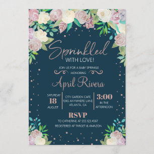 Invitation Floral arrosé avec l'invitation de baby shower