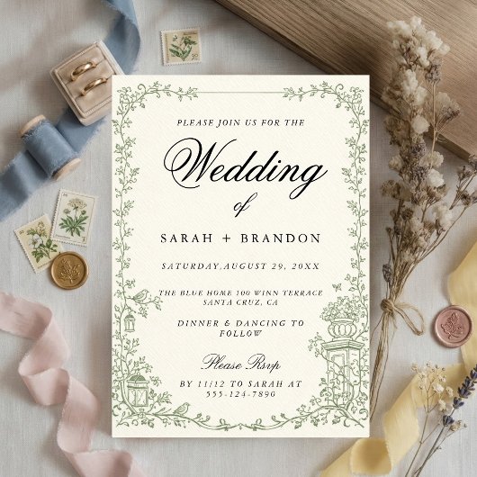 Invitation Floral Art Nouveau–Inspired Wedding Stationery