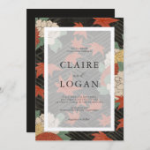 Invitation Floral asiatique et Feuille d'érable rouge Mariage (Devant / Derrière)