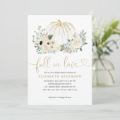Invitation Floral automnal coup de foudre Citrouille blanche (Debout devant)