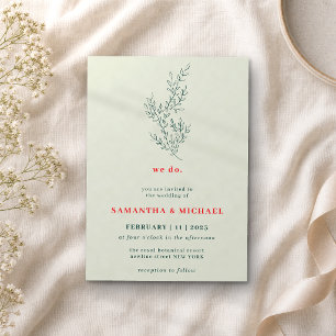 Invitation Floral automnal vert rouge Boho Indie Botanique no