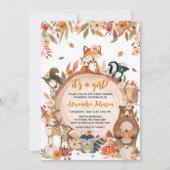 Invitation Floral Automne Citrouille Baby shower de bois (Devant)