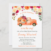 Invitation Floral Automne Citrouille Baby shower de camion (Devant)