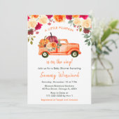 Invitation Floral Automne Citrouille Baby shower de camion (Debout devant)