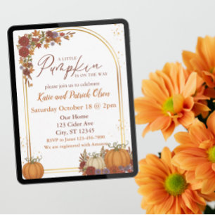 Invitation Floral automne, or, Un baby shower un peu Citrouil