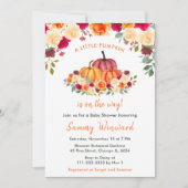 Invitation Floral Automne Orange Baby shower Citrouille (Devant)