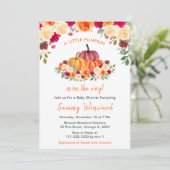 Invitation Floral Automne Orange Baby shower Citrouille (Debout devant)